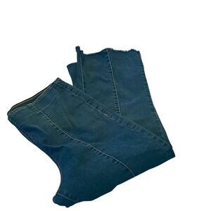 INC International Concepts Pull-On Flare Jeans Dark Wash Raw Hem 14/32